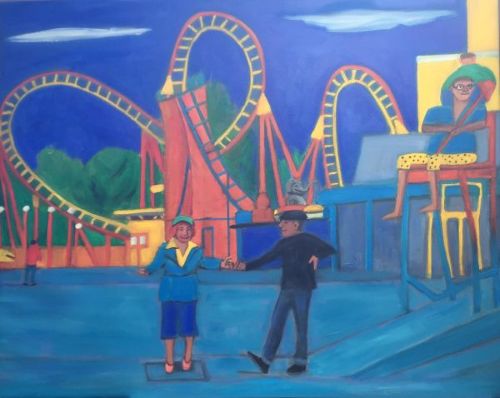 Vienna-Paul dancing at the Fairground.2025-oil painting for sale,figurative,fine art.
oil on paper.figurative